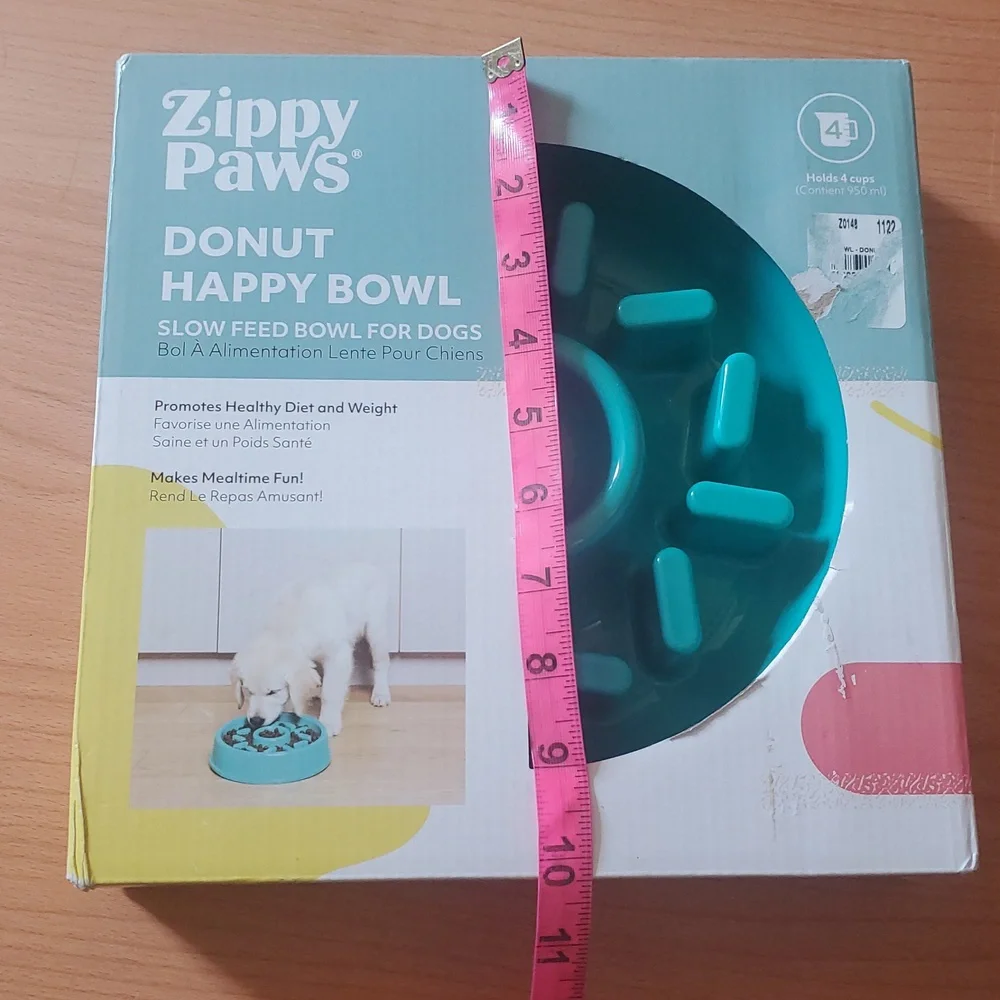 New Zippy Paws Happy Bowl Slow Feeder Donut, Green, Dog Bowl